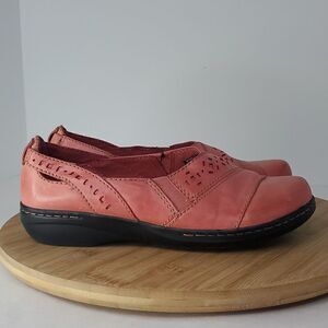 Clarks Collection Evianna Fig Slip on Leather Shoes Women's Size 6.5W